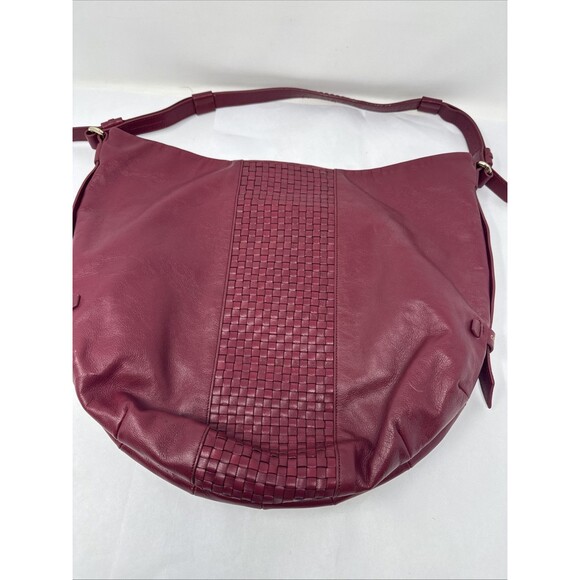Cole Haan Red Leather Tote Shoulder Bag Purse Checkered Soft Magnetic Closure - Picture 11 of 11